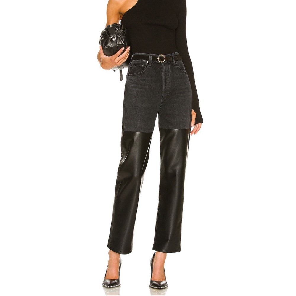 Pieced 90's Pinch Waist Jean in Howl & Detox
Recycled Leather